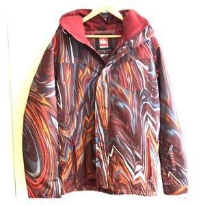 Quiksilver Burgundy and multi color ski jacket